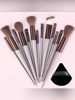 Women’s Makeup Brush Set in Rose Brown and Light Brown 15 pieces
